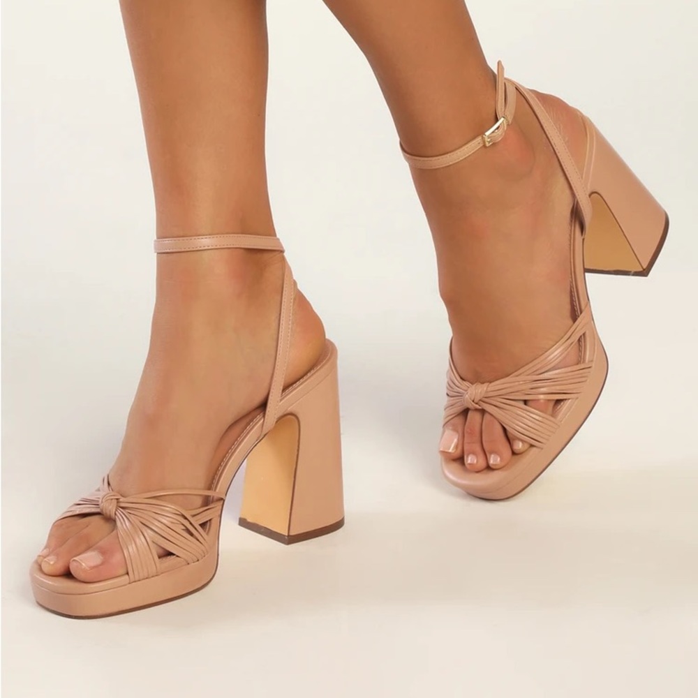 Lulus Sunty Light Nude Ankle Strap High Heel Sandals